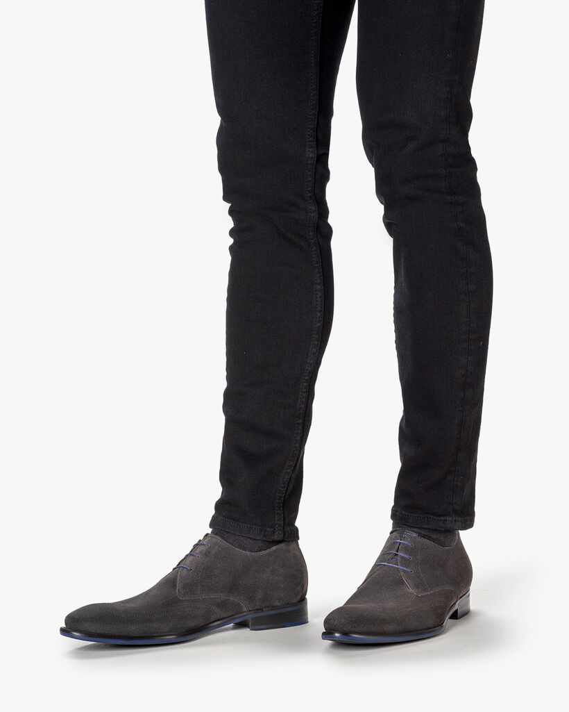 Lace shoe suede dark grey