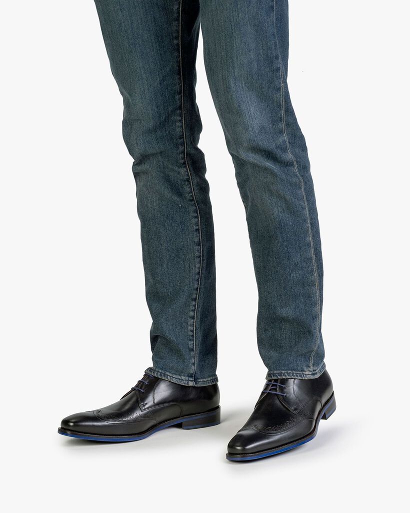 Veterschoen zwart kalfsleer