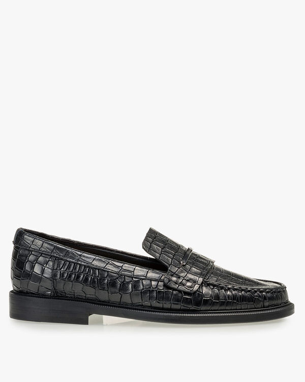 Loafer reptielenprint zwart