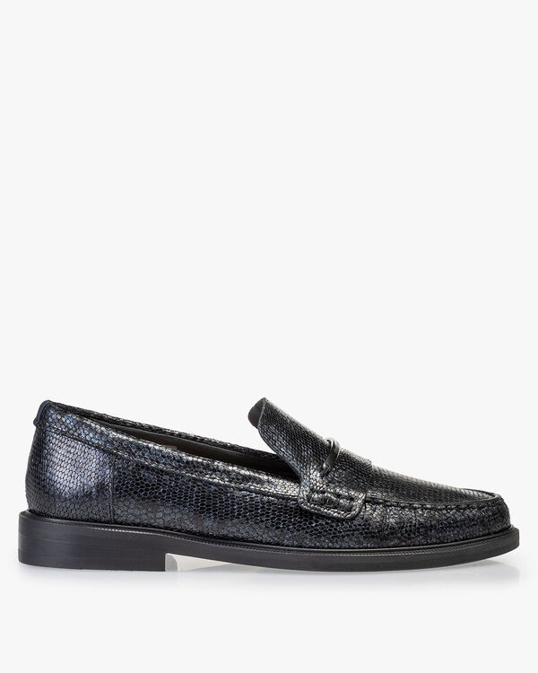 Loafer metallic print blauw