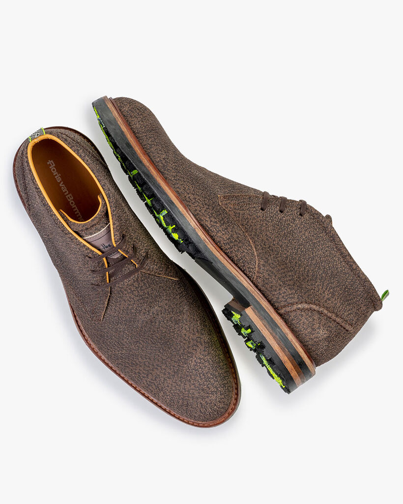 Lace boot printed leather brown