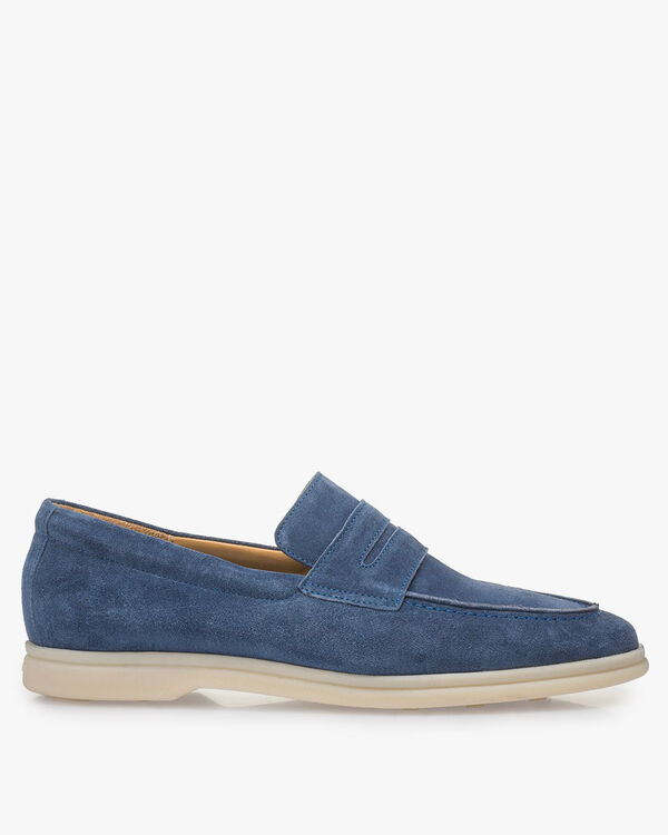 Blauwe su&egrave;de loafer
