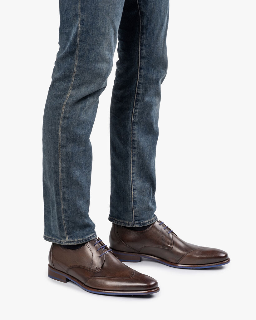 Veterschoen donkerbruin kalfsleer