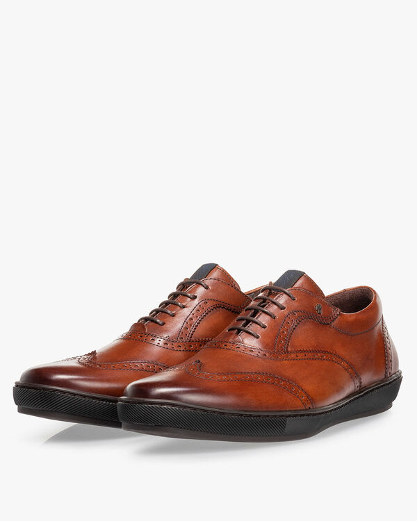 Sneaker kalfsleer donker cognac