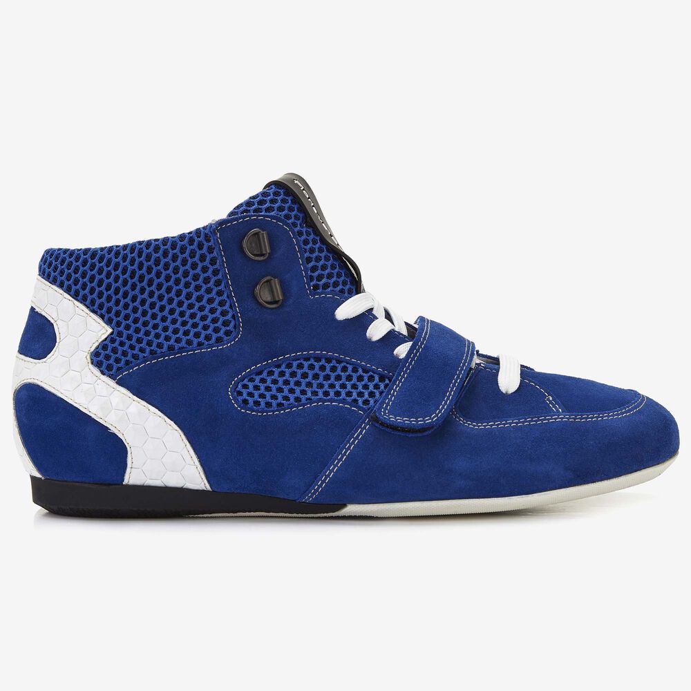 Floris van Bommel kobaltblauwe suède heren sneaker