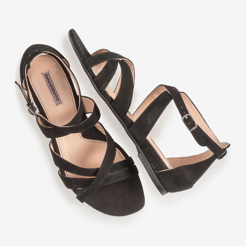 Black suede leather sandals