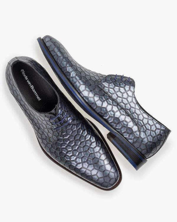 Veterschoen metallic print grijs