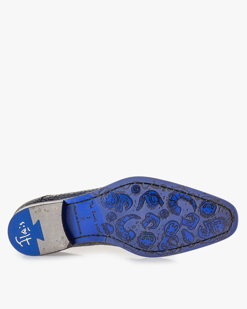 Veterschoen metallic blauw