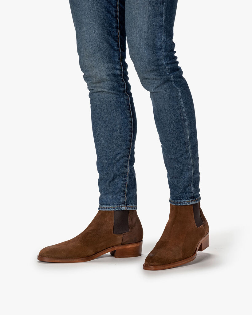 Chelsea boot su&egrave;de cognac