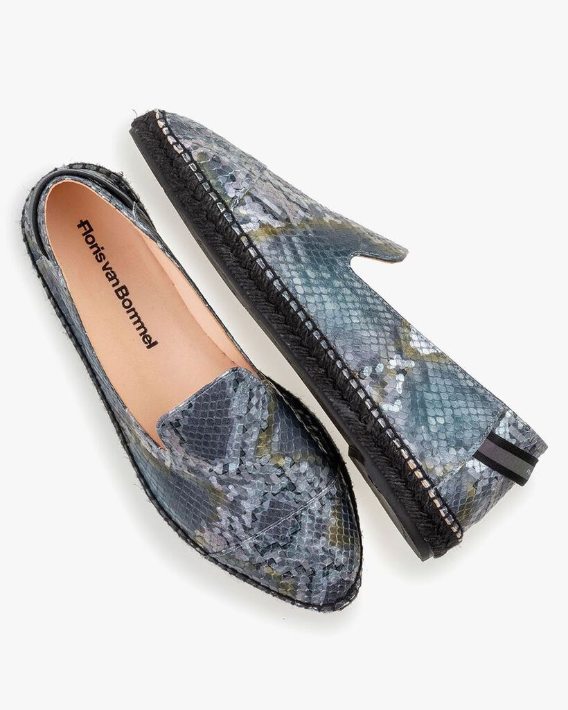 Espadrille geprint leer blauw