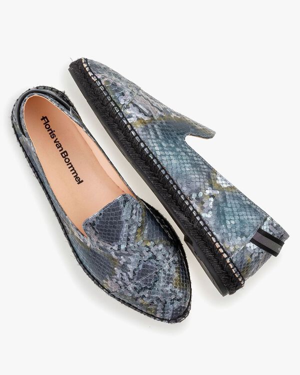 Espadrille geprint leer blauw