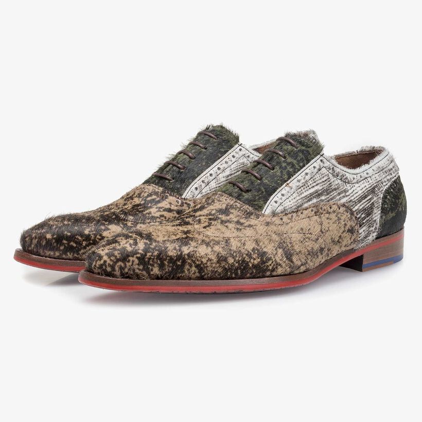 Brown premium lace shoe with print