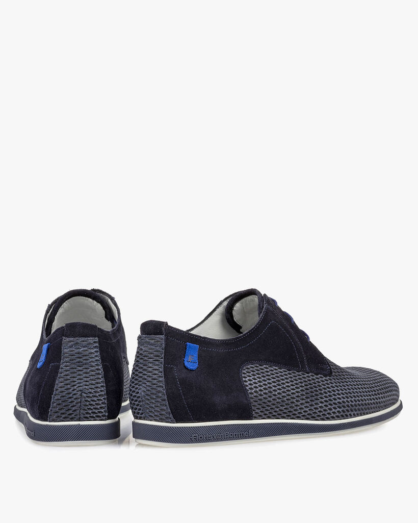 Veterschoen geprint su&egrave;de blauw