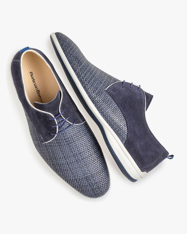 Blauwe veterschoenleer