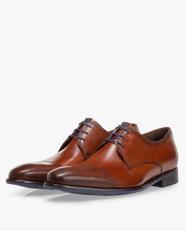 Lace shoe calf leather dark cognac