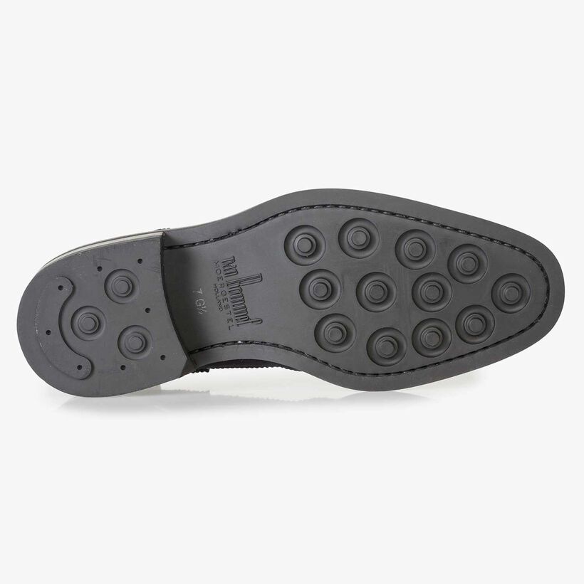 Blue suede leather brogue lace boot