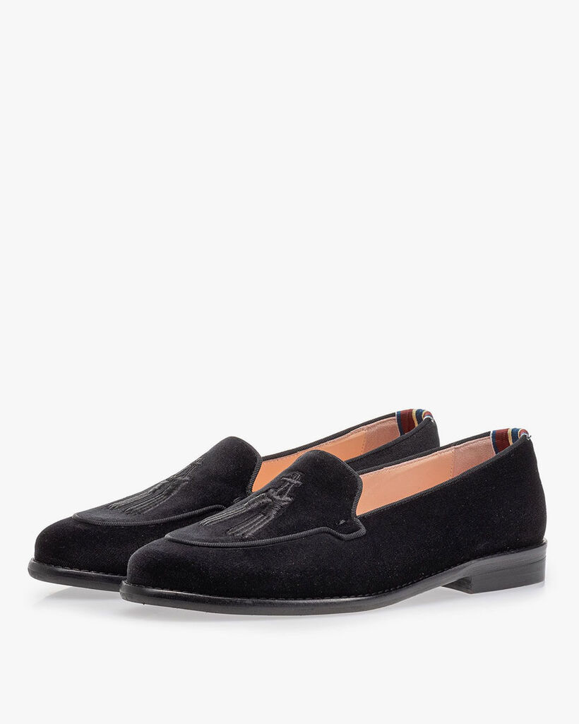 Loafer zwart textiel