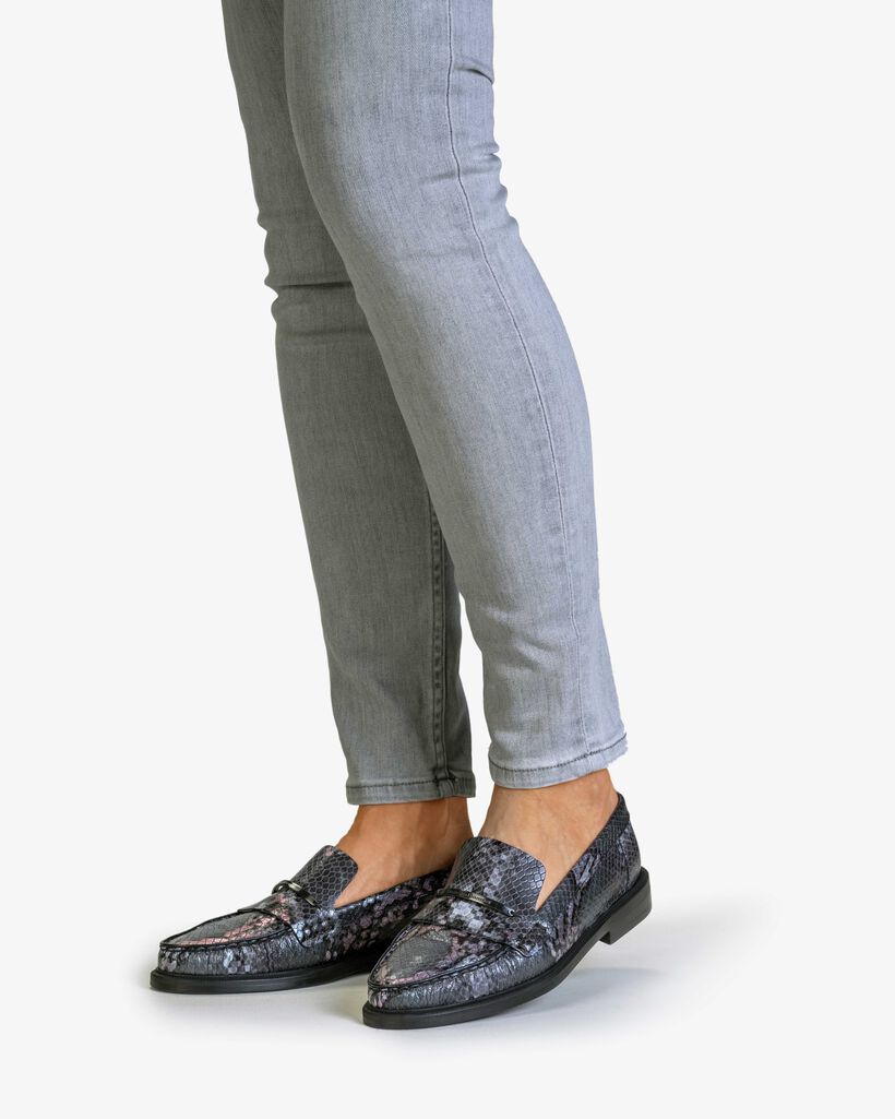 Loafer reptielenprint donkergrijs