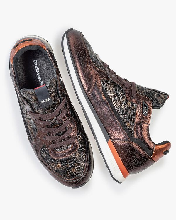 Sneaker donkerbruin leer