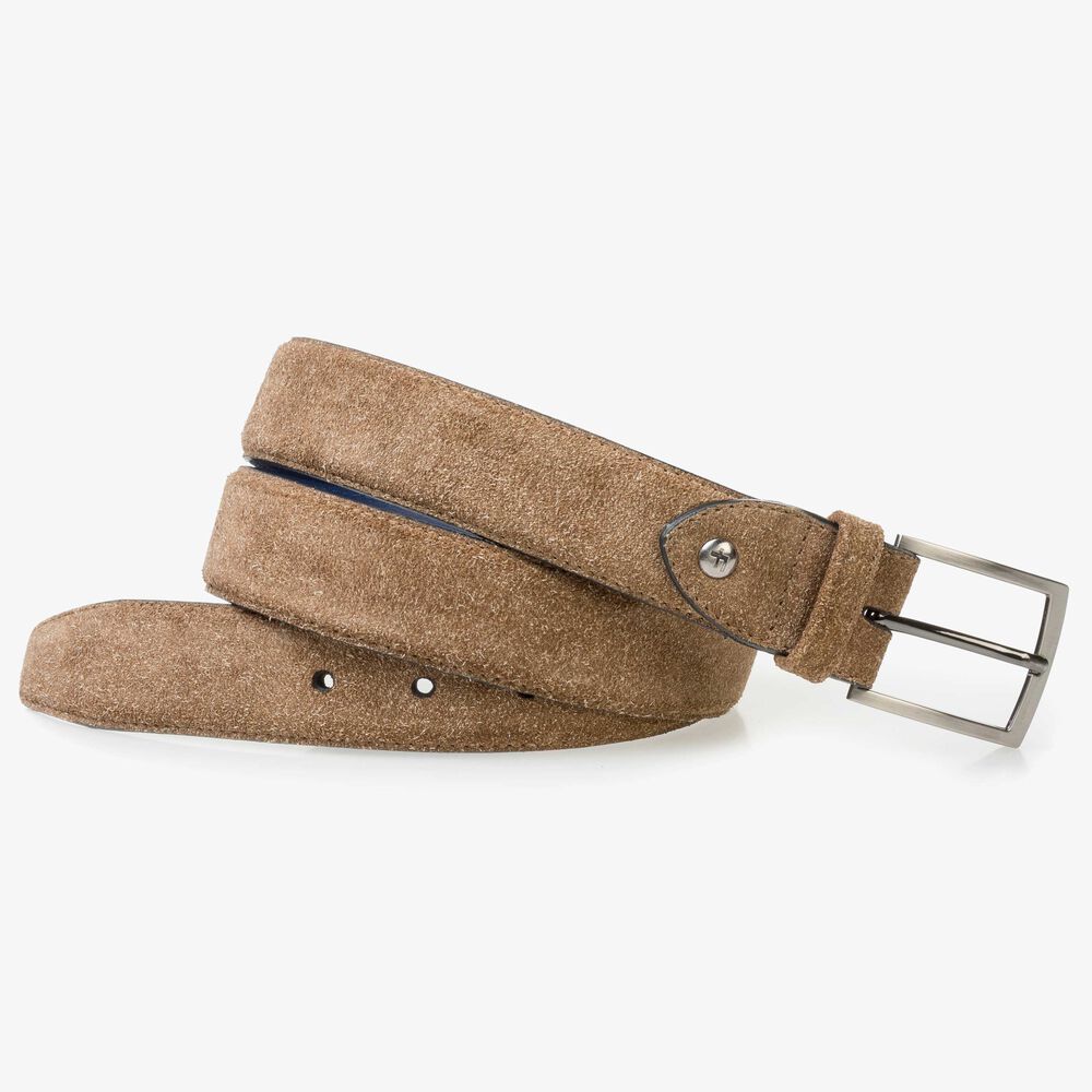 Brown rough suede leather belt