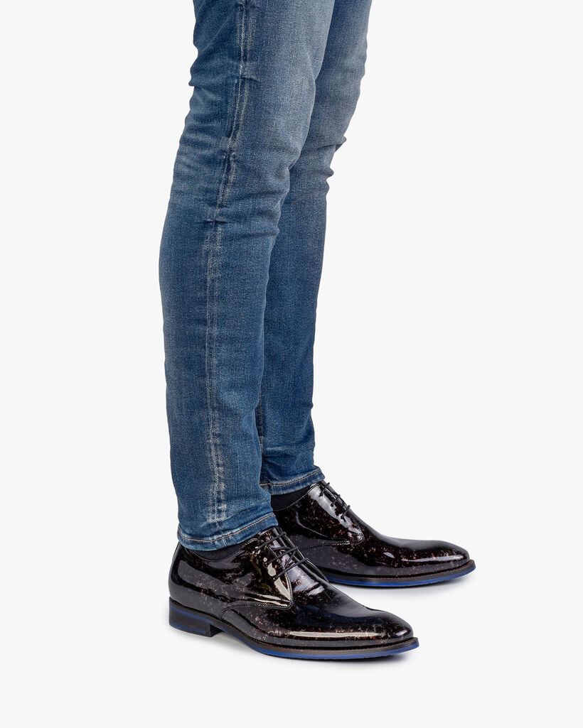 Veterschoen grijs lakleer