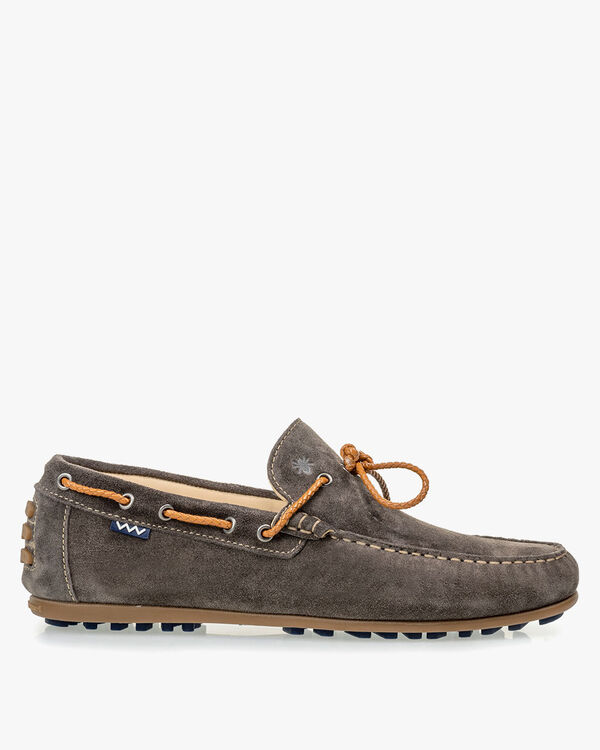 Mocassin su&egrave;de donkergrijs