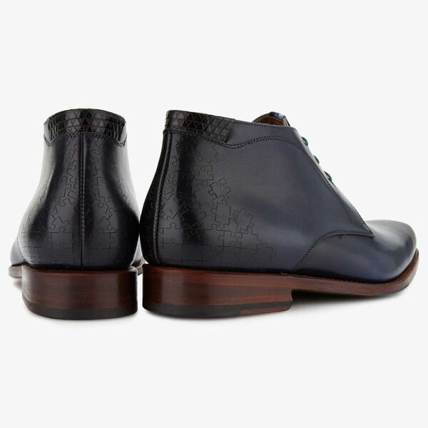 Floris van Bommel donkerblauwe leren heren veterboot