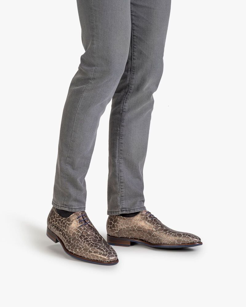 Veterschoen metallic print brons