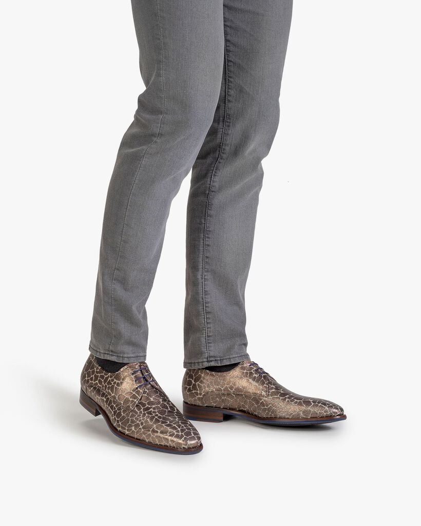 Veterschoen metallic print brons