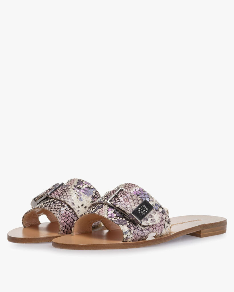 Slipper geprint leer roze