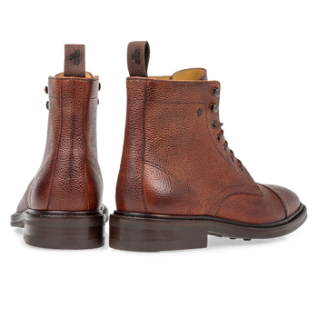 Boot leather with print cognac