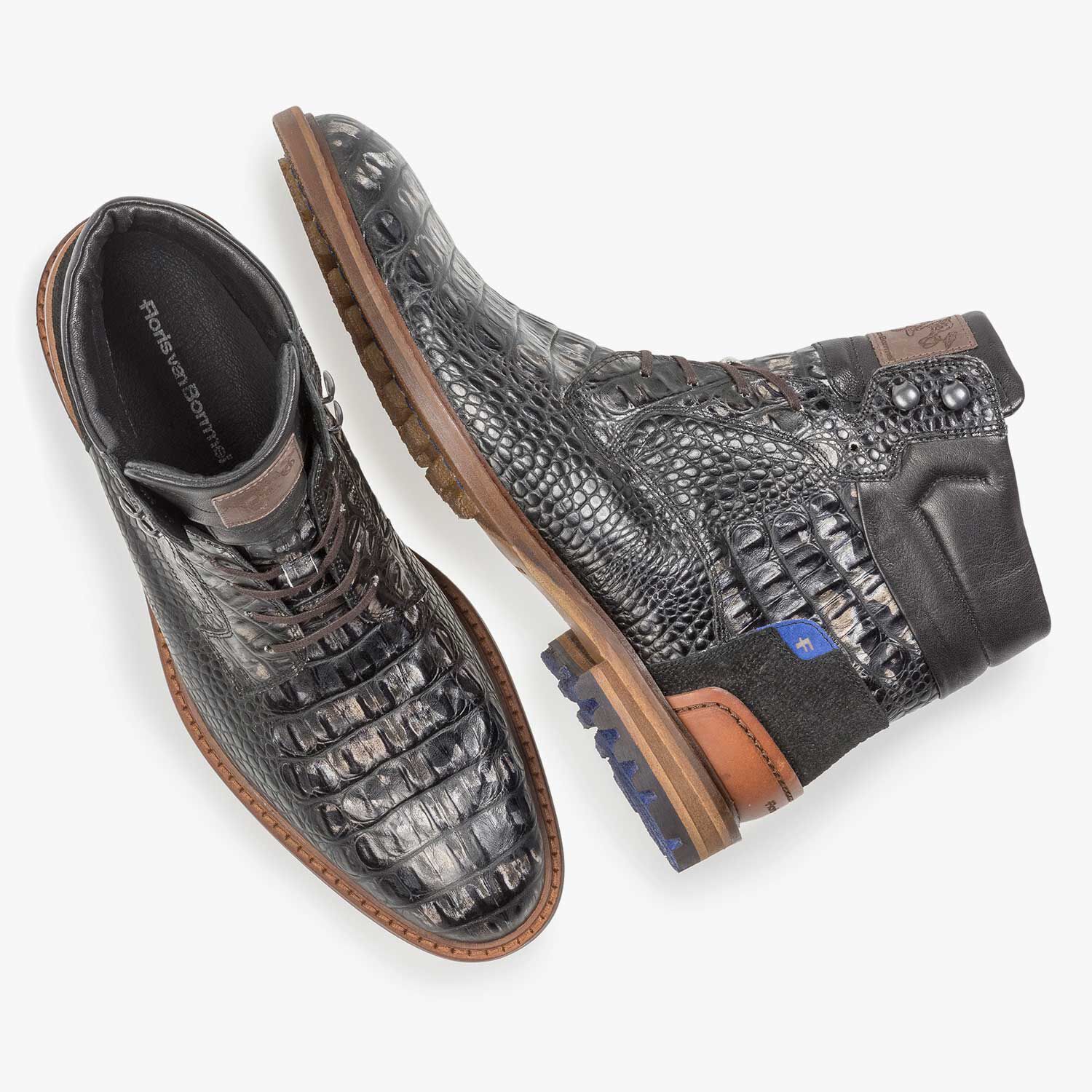 Black leather lace boot 10234/17 | Floris van Bommel Official®