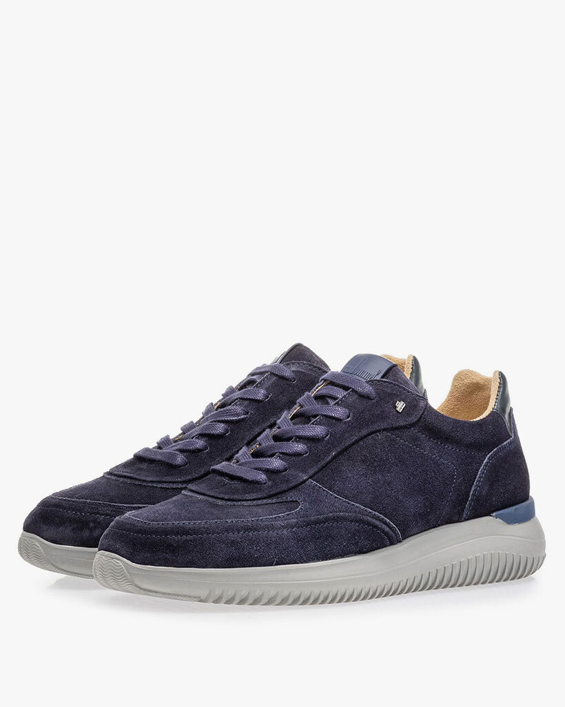 Blauwe su&egrave;de sneaker