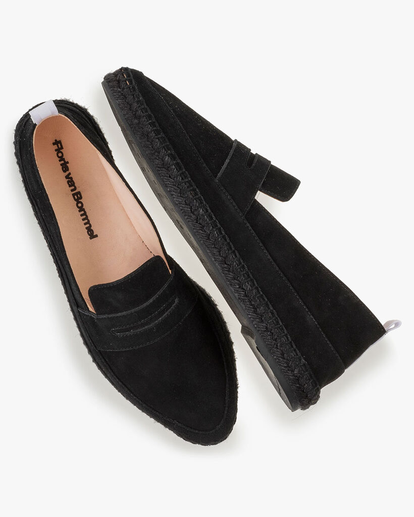 Espadrille su&egrave;de zwart