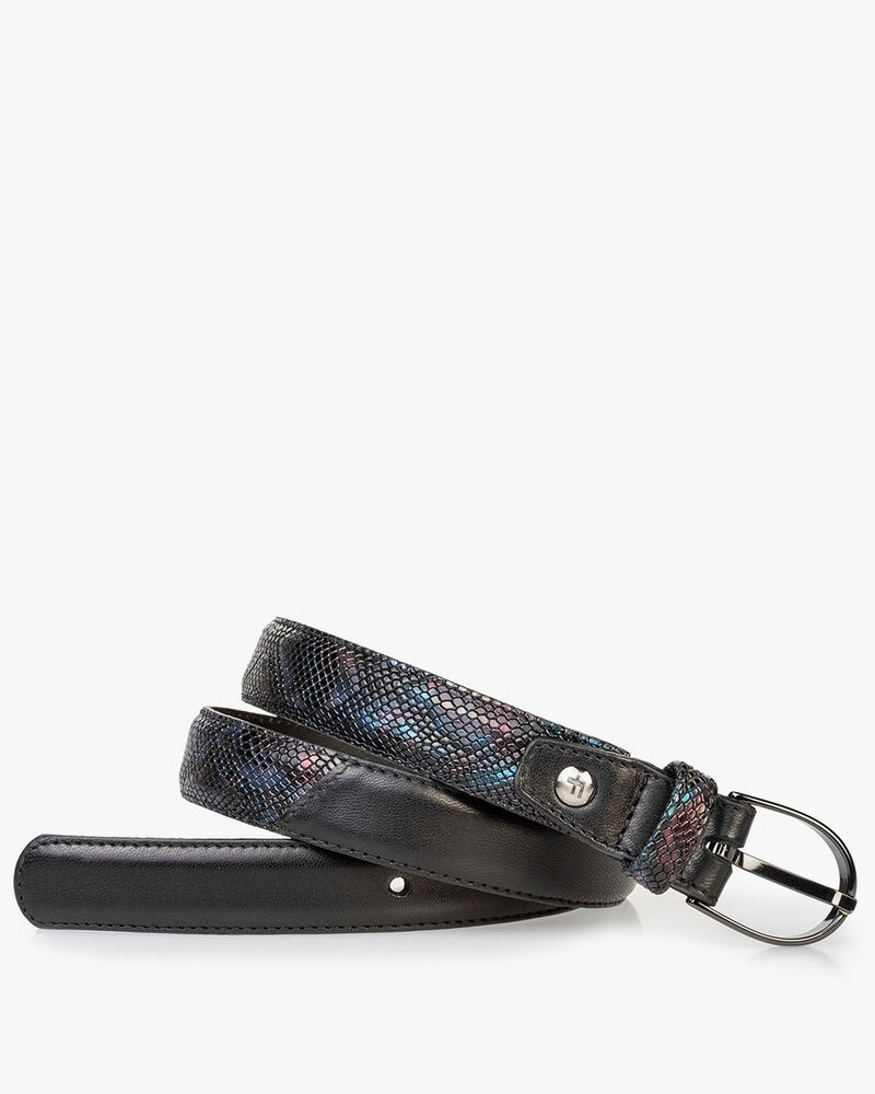 Women's belt croco print blue