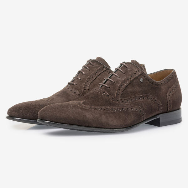Donkerbruine su&egrave;de brogue