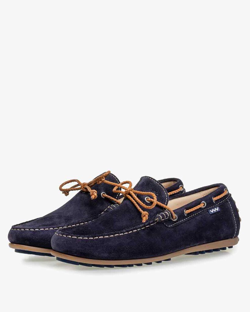 Mocassin su&egrave;de donkerblauw