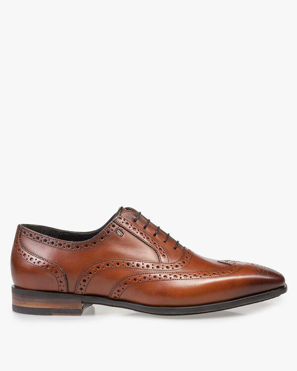 Cognac-coloured calf leather brogue