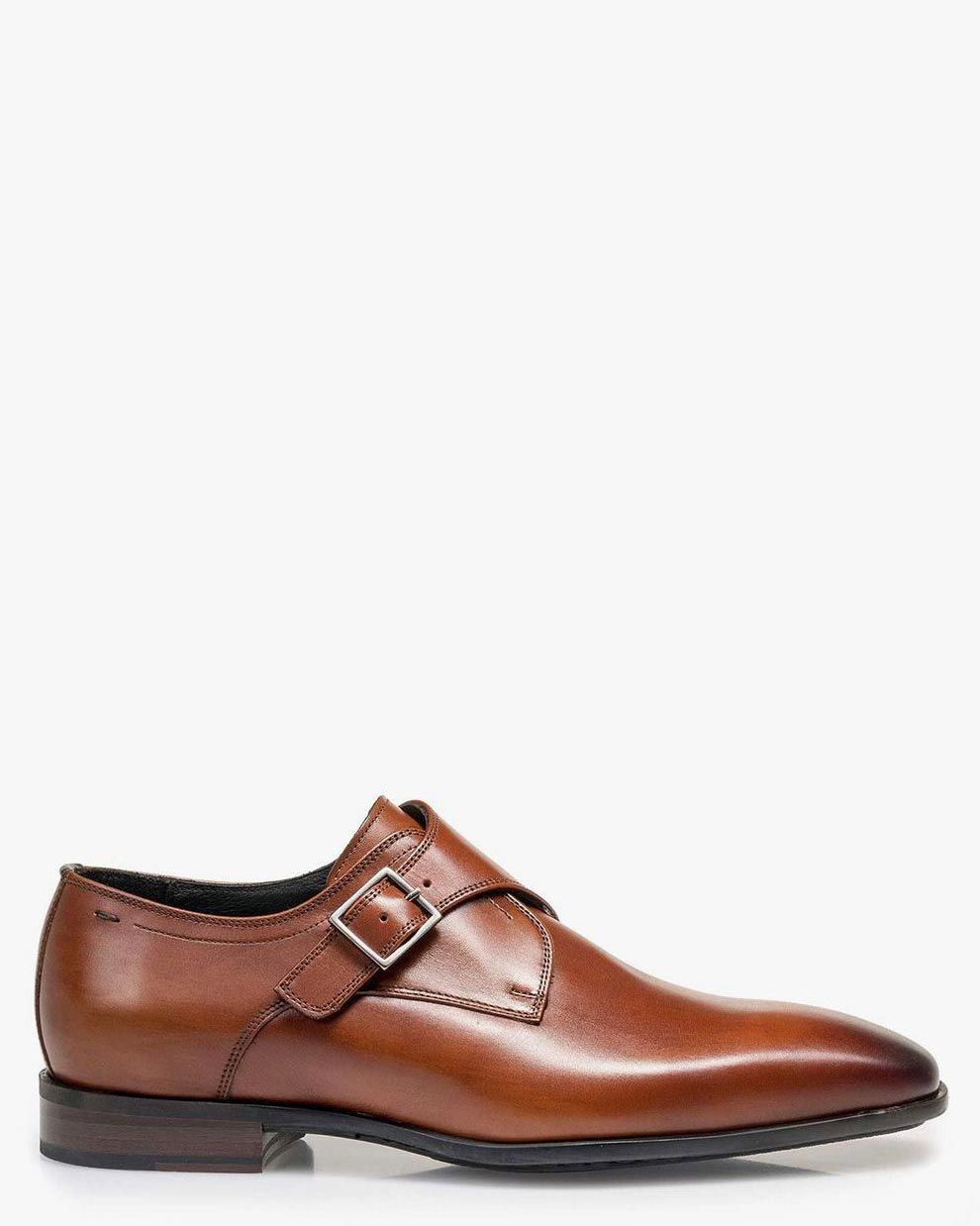 Santoni Heren Gespschoenen Cognac 2 gesp instap | Van den Assem