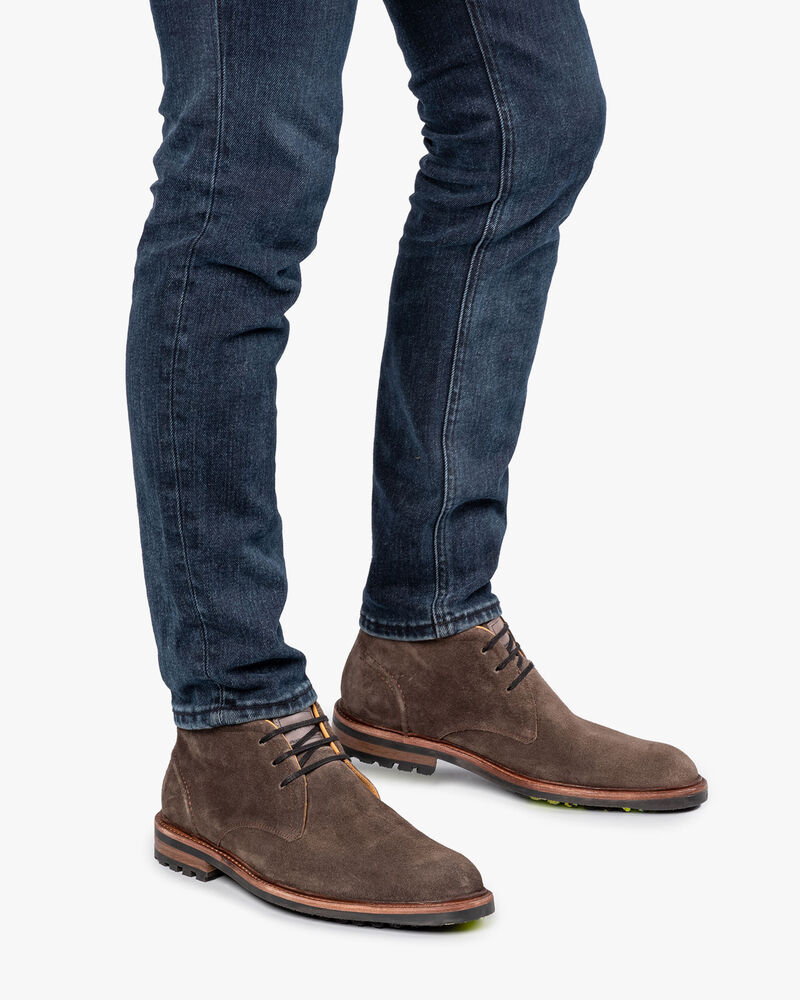 Lace boot suede leather dark taupe