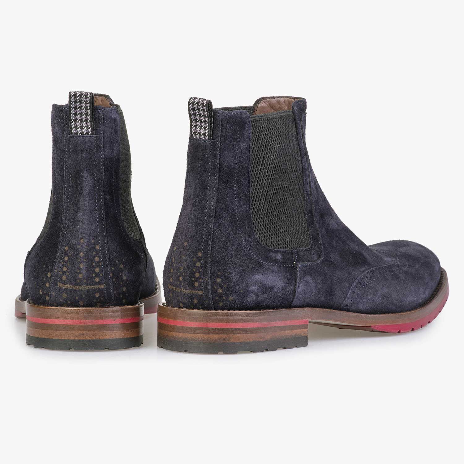 Suede leather Chelsea with brogue details blue 10329 07 Floris van Bommel