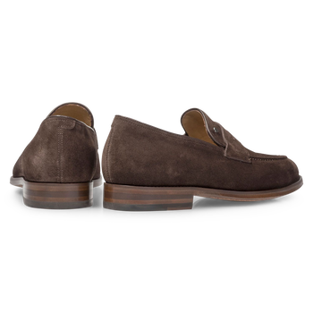 Dark brown suede leather loafer
