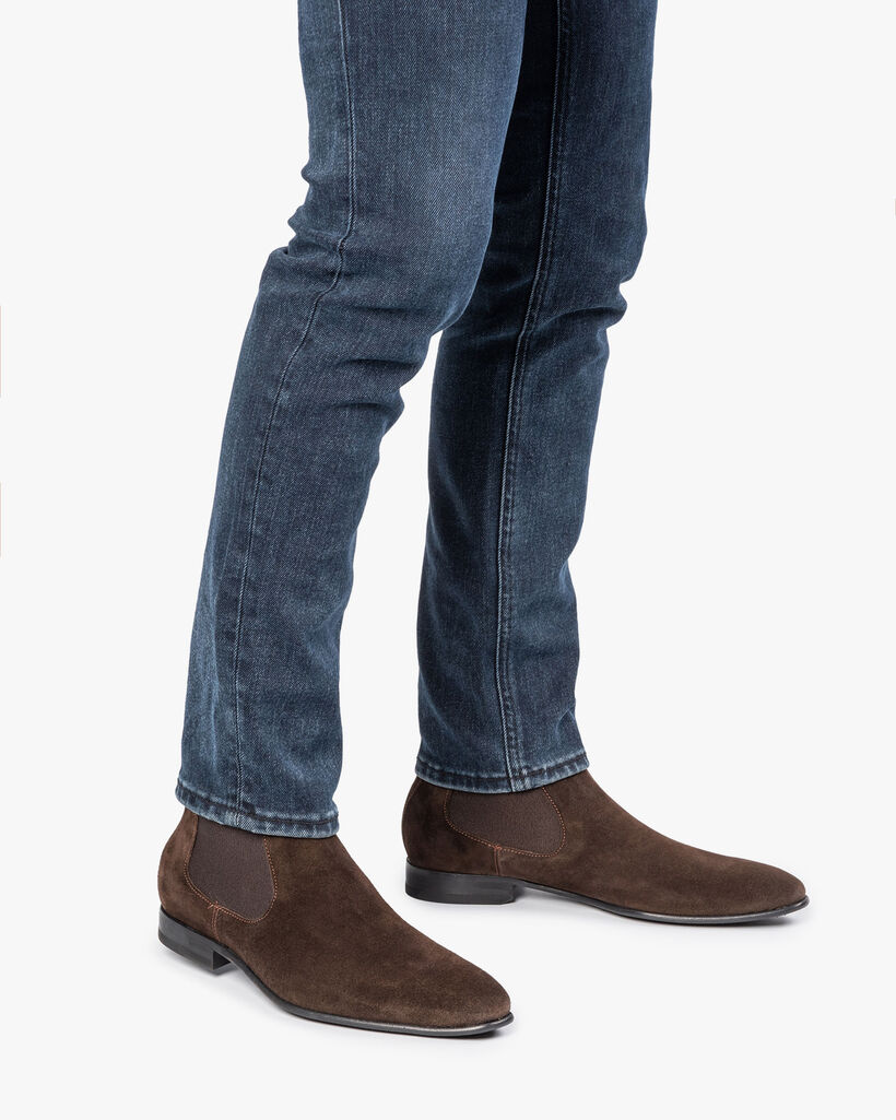 Dark brown suede leather Chelsea boot