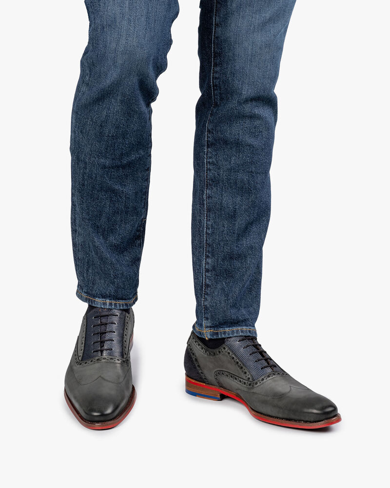 Veterschoen kalfsleer grijs