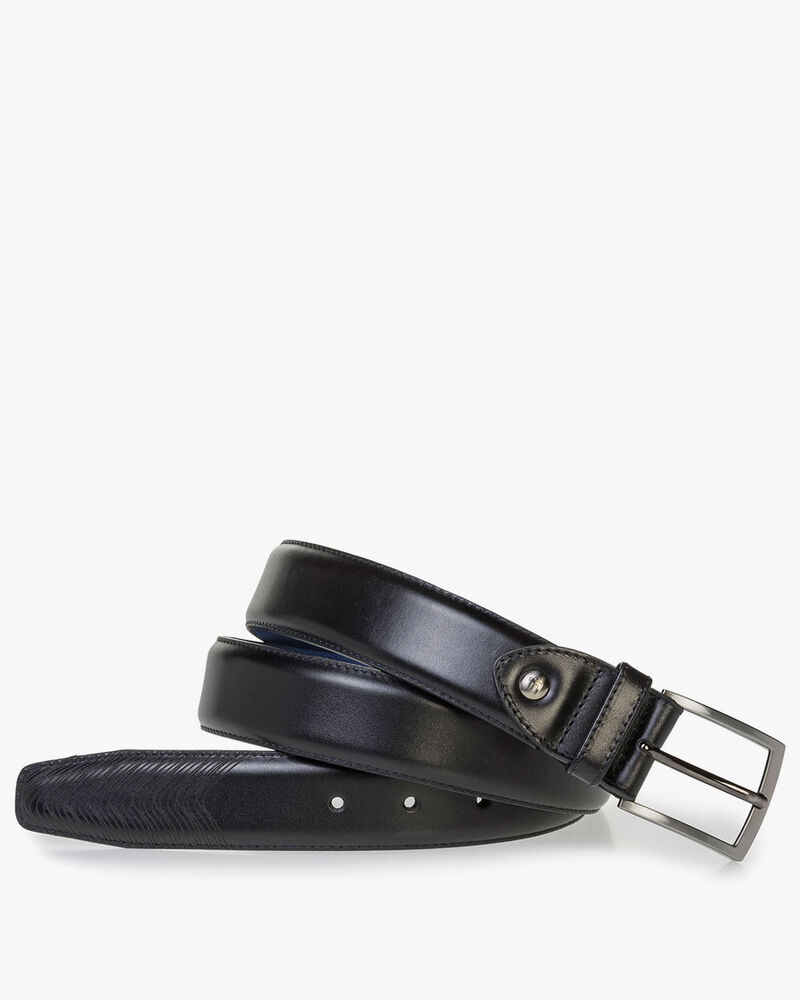 Black calf leather belt