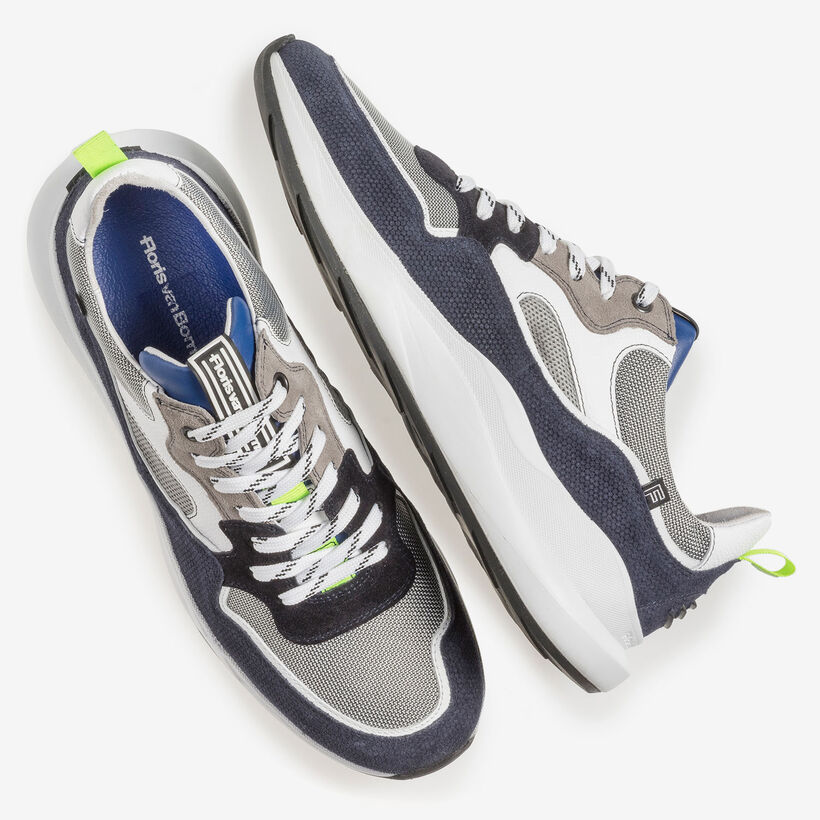 Su&egrave;de sneaker met blauw en grijs