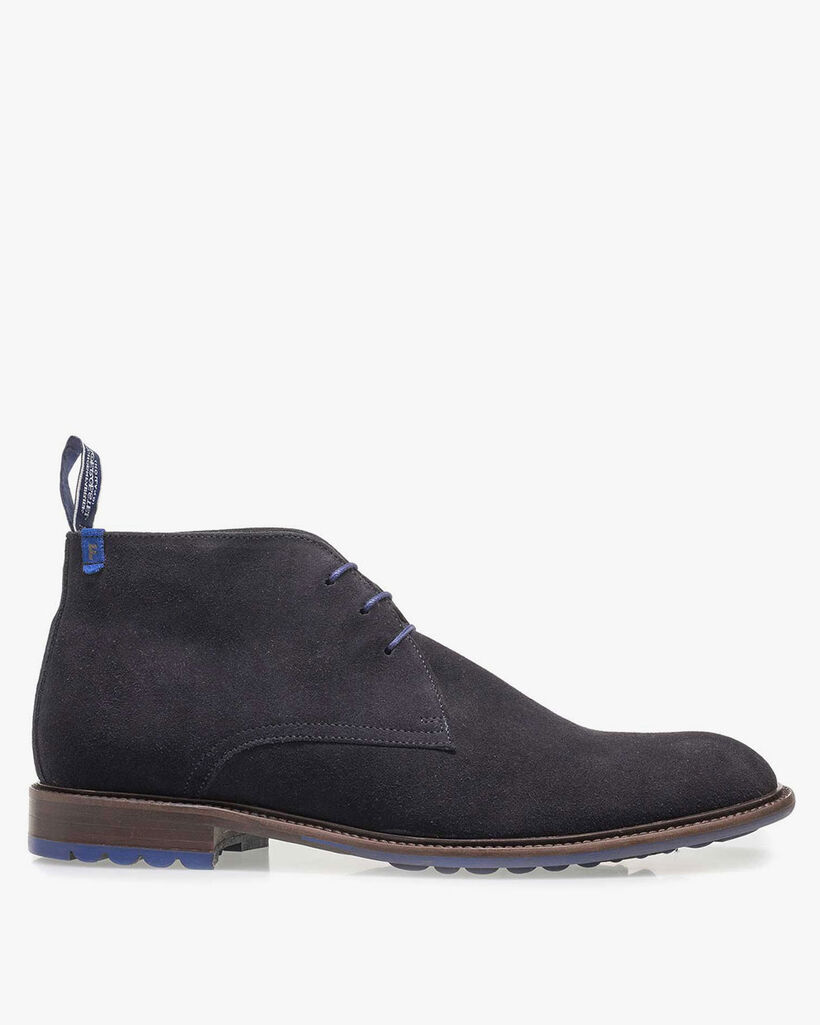 Lace boot suede leather dark blue