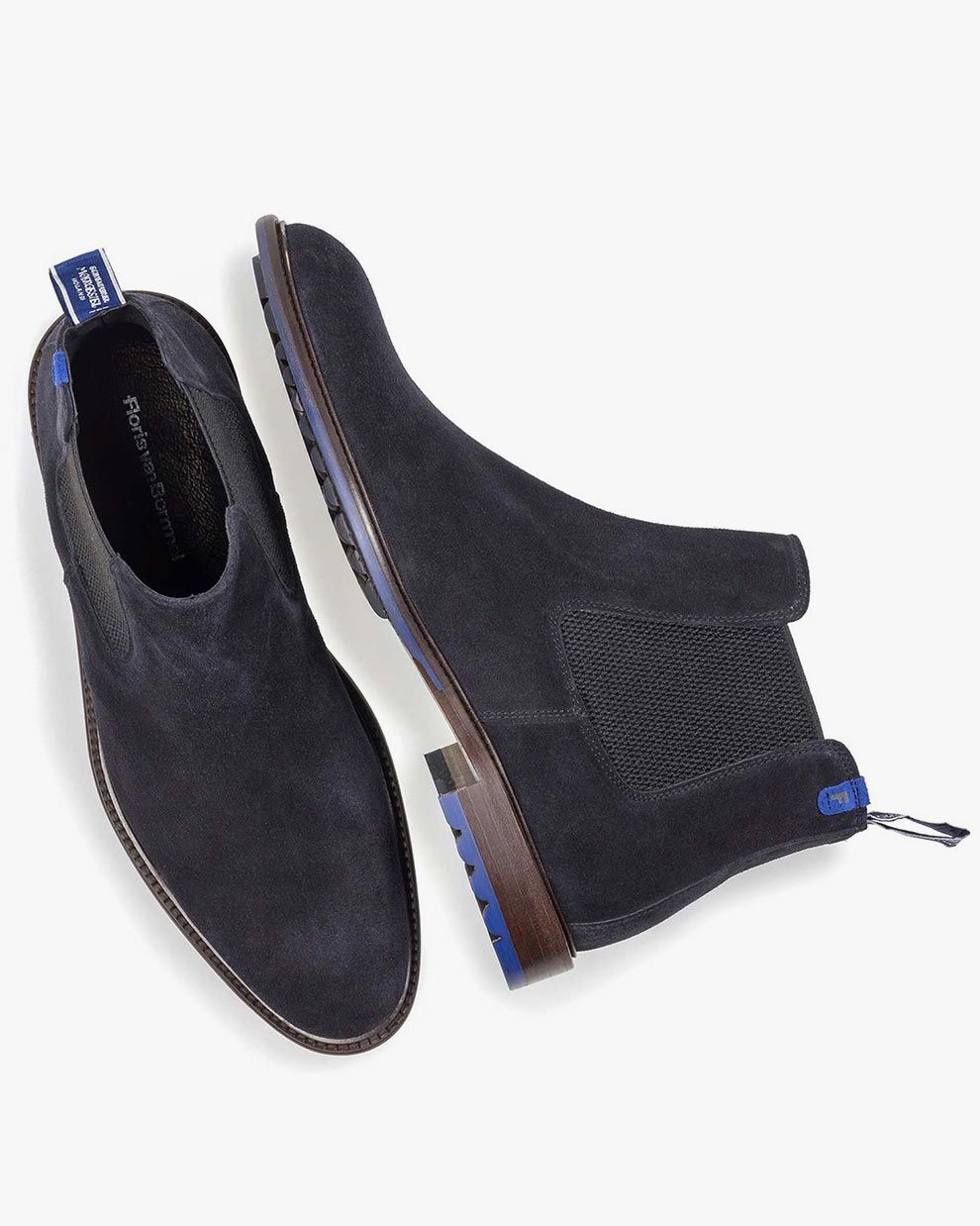 Blauwe kalfssuède chelsea boot SFM-60011-41-01 | Floris van Bommel®