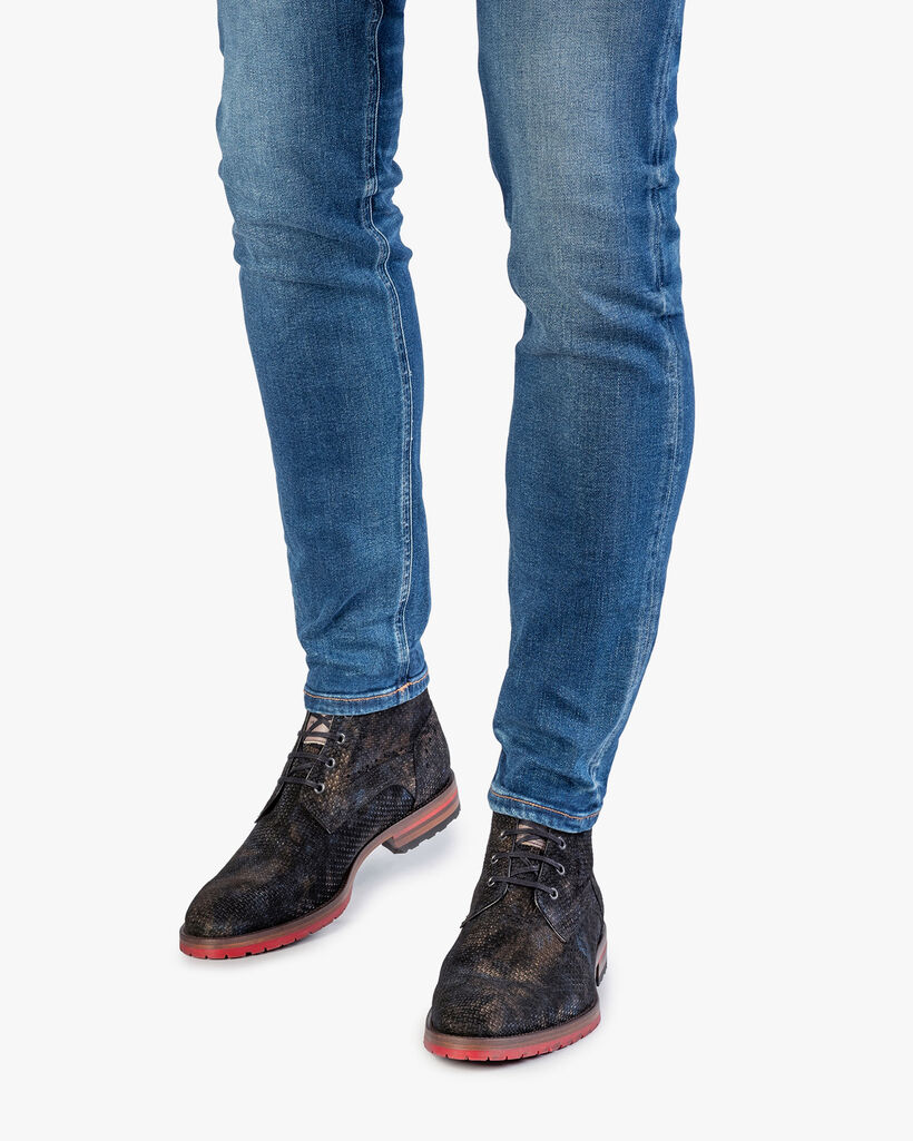 Lace boot bronze with print