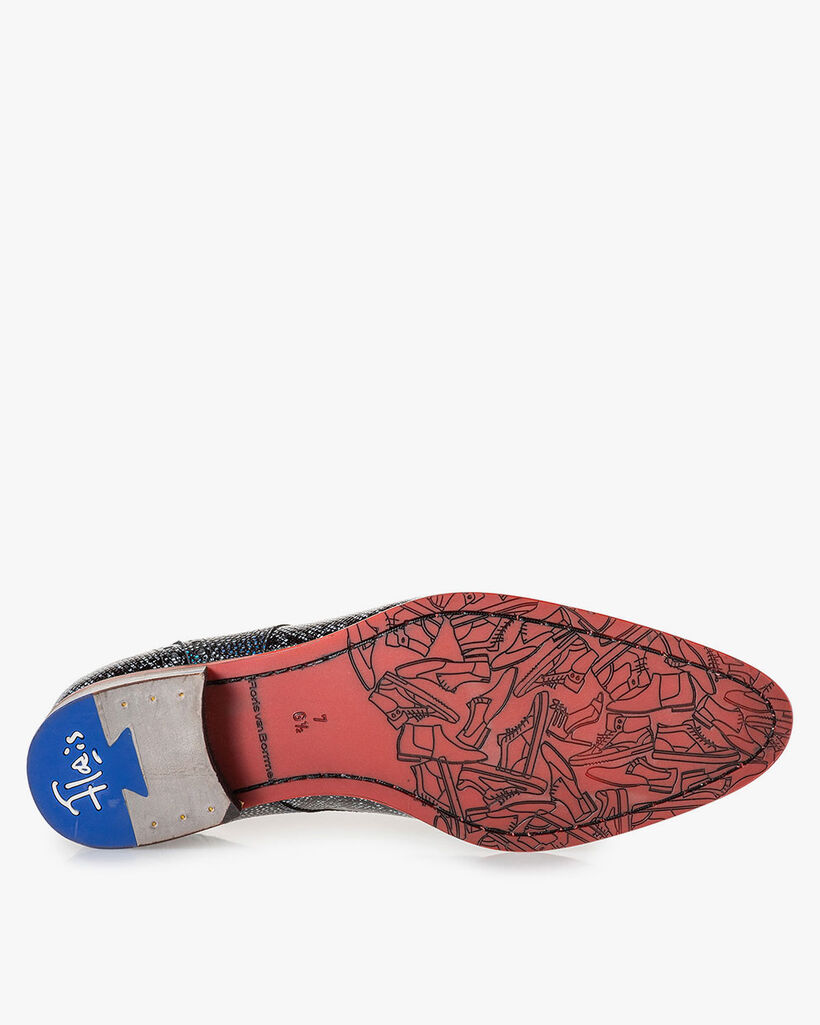 Lace shoe black and grey metallic